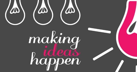 Graphic of lightbulbs, with the text Making Ideas Happen.