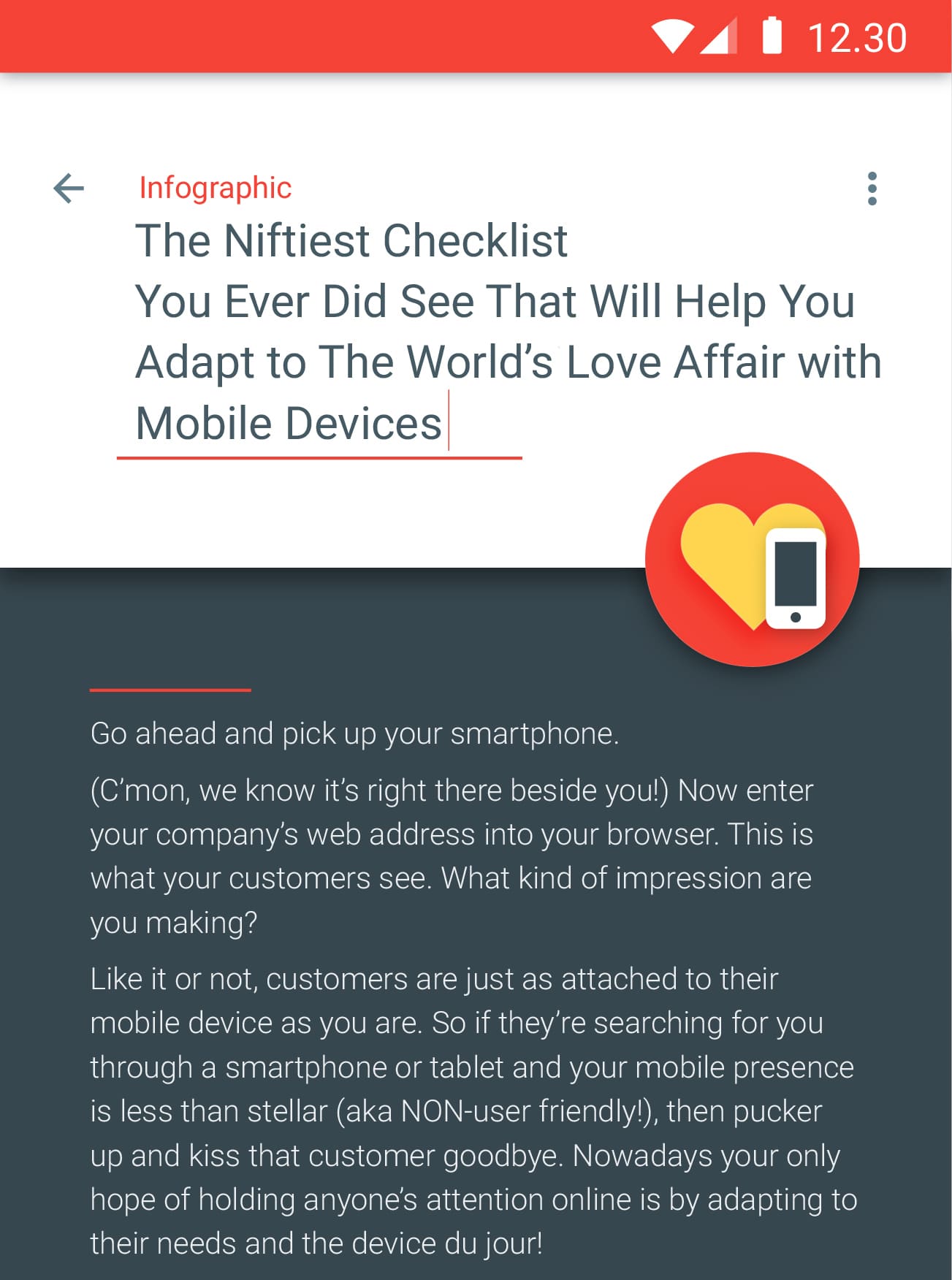 Screenshot of The Niftiest Mobile Marketing Checklist You Ever Did See infographic.