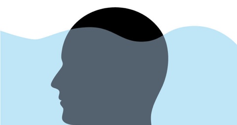 Graphic of the outline of a person with their head underwater.